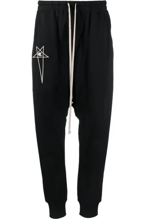 Rick Owens Logo-embroidered drop-crotch trousers