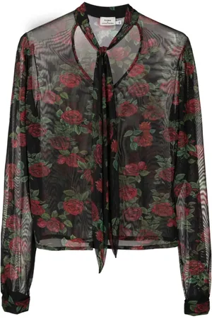 AMIR SLAMA Sheer-finish floral-pattern blouse