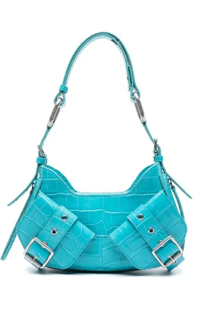 BIASIA Y2K crocodile-embossed leather shoulder bag