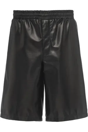 Prada Triangle-logo leather Bermuda shorts