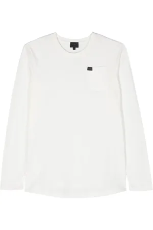FAY Logo-patch long-sleeve cotton T-shirt
