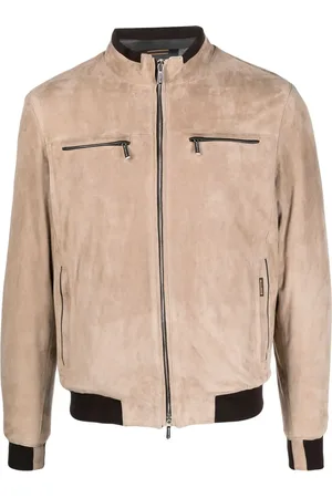 MOORER High-neck lambskin biker jacket