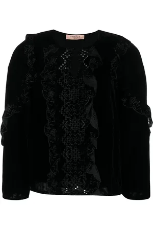 Twin-Set Embroidered crushed velvet blouse