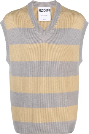 Moschino Logo-patch striped virgin-wool vest