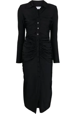 Self-Portrait Ruched spread-collar midi dress