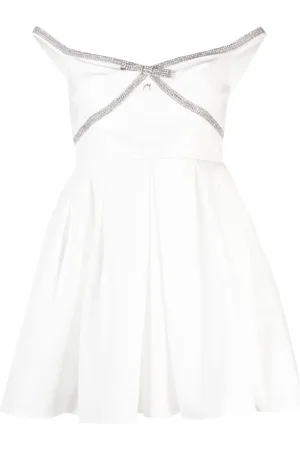 Self-Portrait Diamant??-trim off-shoulder minidress