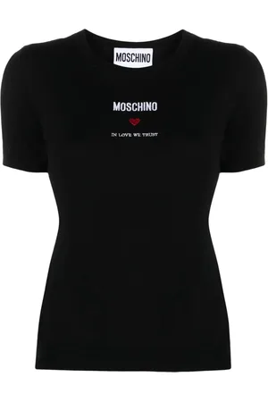 Moschino Logo-embroidered cotton knitted top