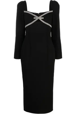 Self-Portrait Bow-detail crepe midi dress