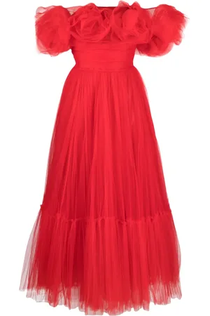 Ana Radu Floral-appliqu?? tulle midi dress