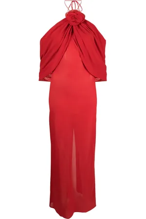 MAGDA BUTRYM Flower-appliqu?? silk-blend dress