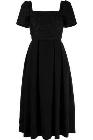 Self-Portrait Boucl??-panel midi dress