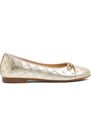 Andanines Metallic-effect quilted ballerina shoes