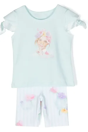 Lapin House Floral-print striped trouser set