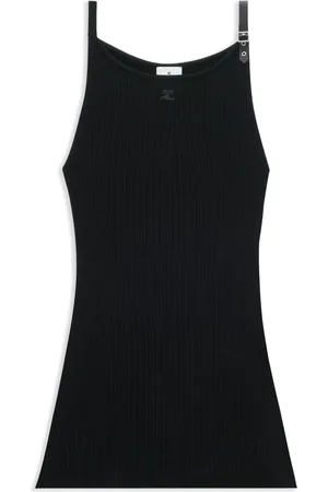 Courrèges Logo-appliqu?? ribbed-knit minidress
