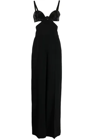 Elie saab Crystal-embellished cut-out detailing jumpsuit