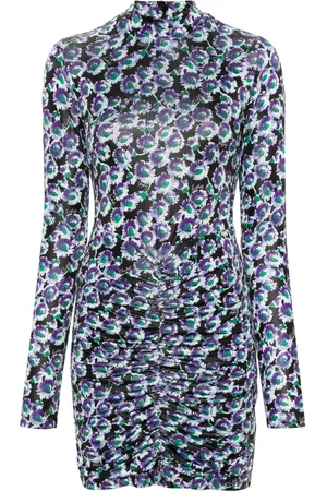 ROTATE Floral-print ruched minidress