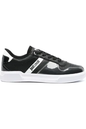 Roberto Cavalli Logo-print panelled leather sneakers