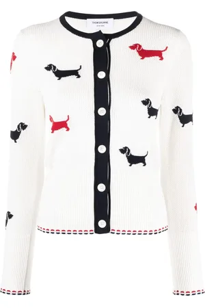 Thom Browne Intarsia-knit Hector cotton cardigan