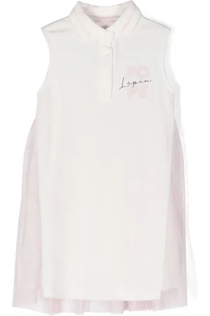 Lapin House Logo-print tulle-overlay dress