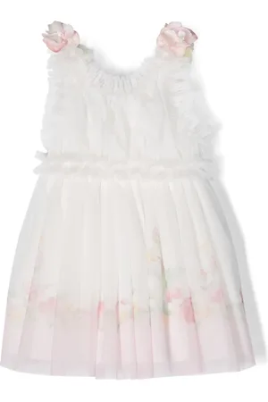 Lapin House Floral-appliqu?? ruffled dress