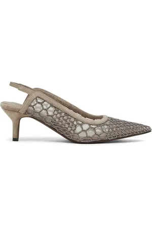 Brunello Cucinelli Net-embroidery suede pumps
