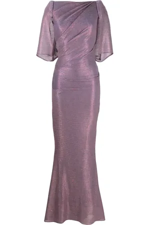 TALBOT RUNHOF Pliss??-effect lurex gown
