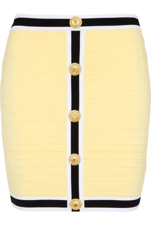 Balmain Lion Head-buttons knitted miniskirt