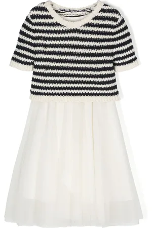 Lapin House Stripe-print knitted layered dress