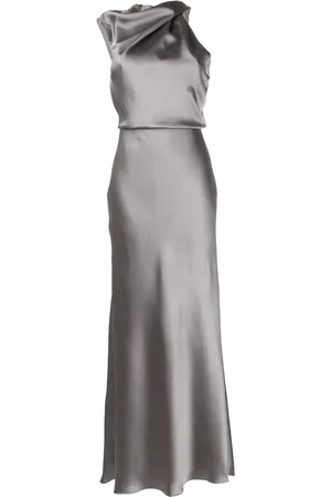 Amsale Asymmetric draped satin gown