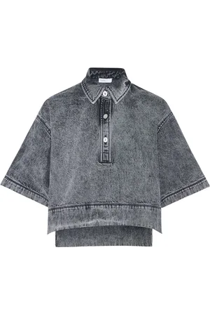 ROSETTA GETTY Cropped denim polo top
