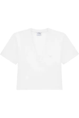 Courrèges Logo-appliqu?? cotton T-shirt