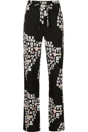 AMIR SLAMA Text-print straight-leg trousers