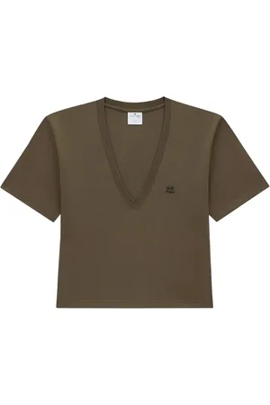 Courrèges Logo-appliqu?? cropped T-shirt
