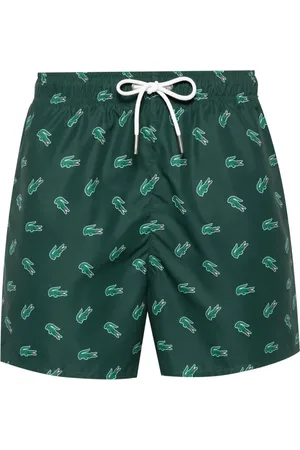 Lacoste Crocodile-print drawstring swim shorts