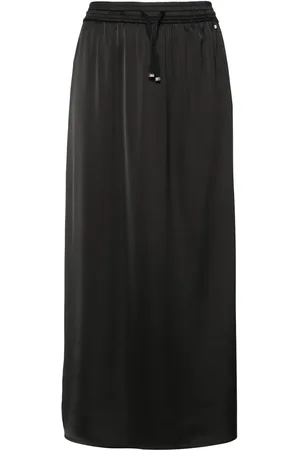 HERNO Drawstring-waist satin midi skirt