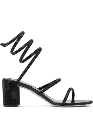 RENE CAOVILLA Rhinestone-embellished satin sandals