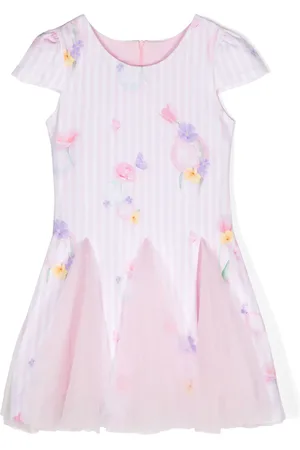 Lapin House Floral-print panelled tulle dress