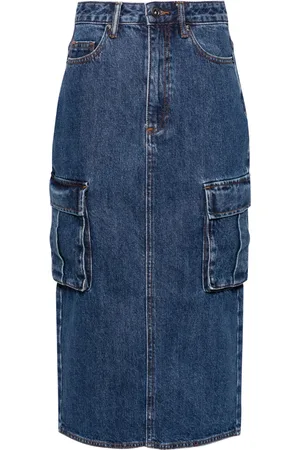 Self-Portrait Cargo denim midi skirt