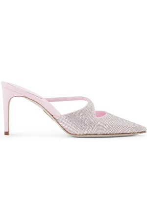 RENE CAOVILLA Crystal-embellished satin mules