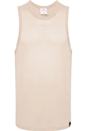 Courrèges Logo-embroidered mesh top