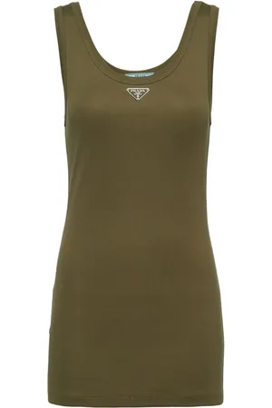 Prada Triangle-logo ribbed-knit tank top