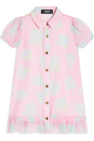 VERSACE Rose-print silk shirtdress