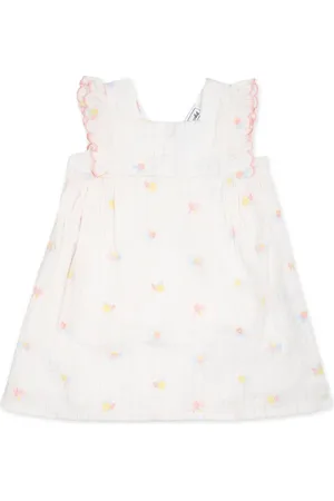 Tartine Et Chocolat Floral-embroidered cotton dress