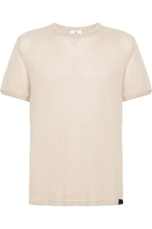 Courrèges Logo-patch open-knit T-shirt
