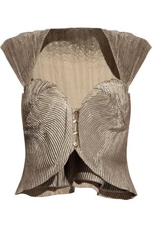 Cult Gaia Milli sweetheart-neck pleated top