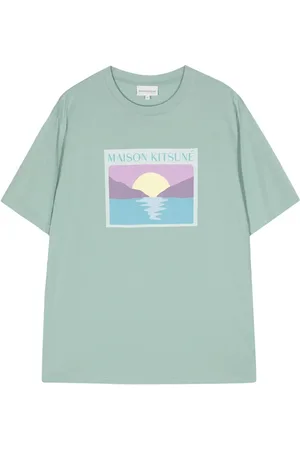 Maison Kitsuné Sunset Postcard-print cotton T-shirt