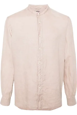 Aspesi Band-collar linen shirt