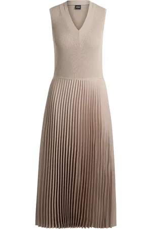 HUGO BOSS Pliss??-skirt flared midi dress