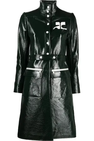 Courrèges Logo-appliqu?? vinyl trench coat