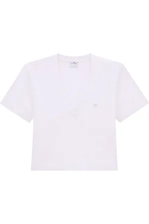 Courrèges Logo-appliqu?? cropped T-shirt